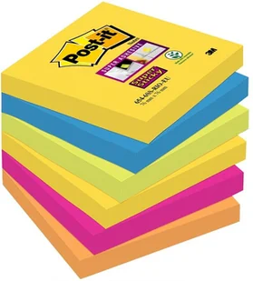 Post-It 3M Bloczek samoprzylepny Super sticky (654-6SS-RIO), 76x76mm, 6x90 kart., paleta Rio de Janeiro 3M-70005250264 - Etykiety samoprzylepne i bloki etykiet - miniaturka - grafika 2