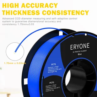 ERYONE ERYONE PETG Filament for 3D Printer 1.75mmTolerance 0.03mm 1KG(2.2LBS)/Spool - Blue 795731EUDF - Filamenty i akcesoria do drukarek 3D - miniaturka - grafika 2