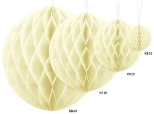 Party Deco Dekoracja wisząca kula jasnokremowa - 20 cm - 1 szt. KB20-079J - Dekoracje sali - miniaturka - grafika 2