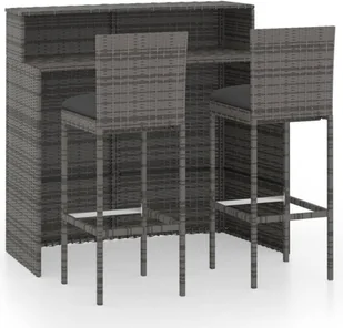 vidaXL 3-cz zestaw mebli barowych do ogrodu z poduszkami szary 3064882 - Pozostałe meble ogrodowe - miniaturka - grafika 2