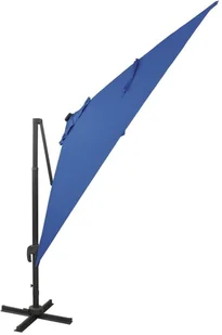 vidaXL Parasol wiszący z lampkami LED i słupkiem, lazurowy, 300 cm 312349 - Parasole ogrodowe - miniaturka - grafika 3