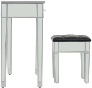 vidaXL Lustrzana toaletka ze stołkiem, MDF i szkło - Toaletki - miniaturka - grafika 3