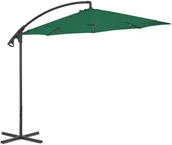 Parasole ogrodowe - vidaXL Parasol wiszący ze stalowym słupkiem, 300 cm, zielony - miniaturka - grafika 1