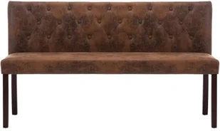 vidaXL Ławka, 148,5 cm, brązowa, sztuczna skóra zamszowa vidaXL - Ławki do przedpokoju - miniaturka - grafika 3