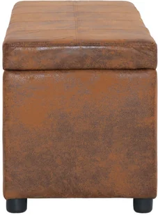 vidaXL Ławka ze schowkiem, 116 cm, brązowa, sztuczna skóra zamszowa vidaXL - Ławki do przedpokoju - miniaturka - grafika 6