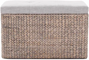 vidaXL Ławka z 2 pufami, zestaw wypleciony z trawy morskiej, szary vidaXL - Pufy i podnóżki - miniaturka - grafika 7