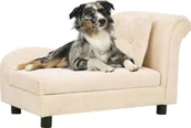 Legowiska dla psów - Vidaxl Sofa dla psa z poduszką kremowa 83x44x44 cm pluszowa 171106 - miniaturka - grafika 1