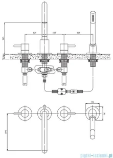Omnires Bateria wannowa 4-otworowa Miedź Y1232CP - Baterie wannowe i prysznicowe - miniaturka - grafika 2