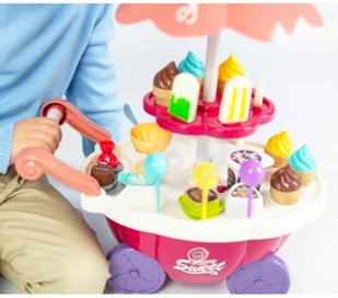 Woopie Lumarko Sklep Food Truck Cukiernia Wózek Stoisko Z Lodami Słodyczami Dźwięk Światło + 36 Akc! 29993 Lek - Zabawy w naśladowanie dorosłych - miniaturka - grafika 6