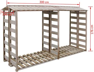 vidaXL Wiata na drewno opałowe, sosna impregnowana, 300x100x176 cm vidaXL - Akcesoria kominkowe - miniaturka - grafika 3