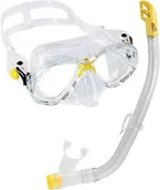 Sprzęt do nurkowania - Cressi Marea Jr & Top dziecięcy zestaw maski z fajką do snorkelingu klasy premium, wyprodukowany we Włoszech, żółty Marea Vip Jr - miniaturka - grafika 1