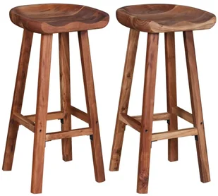 vidaXL Dwa stołki barowe z drewna akacjowego, 38x37x76 cm - Taborety i hokery - miniaturka - grafika 4