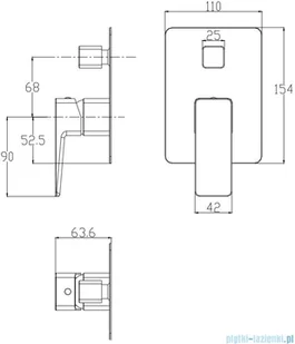 Omnires Parma bateria wannowa podtynkowa chrom/biel PM7435CRB - Baterie podtynkowe - miniaturka - grafika 2