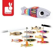 Klocki - Janod Zestaw do łowienia magnetyczny drewniany 10 rybek Sardynka, - miniaturka - grafika 1