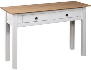vidaXL Stolik konsola, biały, 100x40x73 cm, lita sosna, seria Panama - Ławy i stoliki kawowe - miniaturka - grafika 4