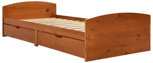vidaXL Rama łóżka z 2 szufladami, miodowy brąz, sosna, 90 x 200 cm - Łóżka - miniaturka - grafika 2