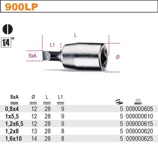 Beta NASADKA 1/4" Z KOŃCÓWKĄ PŁASKĄ 1.2X6.5MM 900LP/1.2X6.5 - Klucze i nasadki - miniaturka - grafika 2