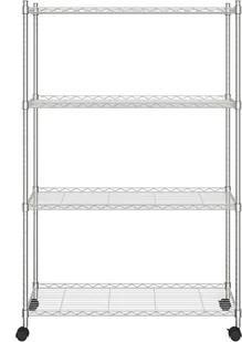 vidaXL 4-poziomowy regał na kółkach, 90x35x142 cm, chrom, 200 kg 324627 - Szafy i regały magazynowe - miniaturka - grafika 3