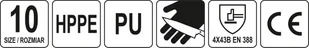 RĘKAWICE OCHRONNE HPPE ANTYPRZECIĘCIOWE POWLEKANE CZARNYM PU ROZMIAR 10 YT-74772 - Rękawice robocze - miniaturka - grafika 4