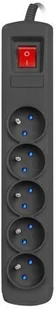 Natec Listwa przeciwprzepięciowa Bercy 400 1,5m (5 gniazd) Czarna NSP-1713 - Listwy zasilające - miniaturka - grafika 2