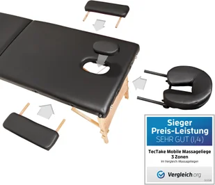 tectake 3-strefowy stół do masażu Daniel z tapicerką i drewnianą ramą - czarny 401466 - Stoły i łóżka do masażu - miniaturka - grafika 3