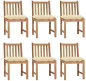 Fotele i krzesła ogrodowe - vidaXL Krzesła ogrodowe 6 szt., z poduszkami, lite drewno tekowe! 3073132 - miniaturka - grafika 1