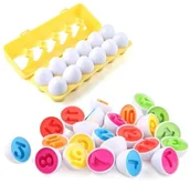 Układanki dla dzieci - Puzzle klocki jajka 12 szt wytłaczanka Montessori liczby i kolory KX5964 - miniaturka - grafika 1