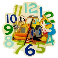 Zegary - Hess-Spielzeug Hess drewnianych zabawek 30008  Zegar ścienny z drewna z mechanizmem kwarcowym, plac budowy, ok. 24 cm - miniaturka - grafika 1