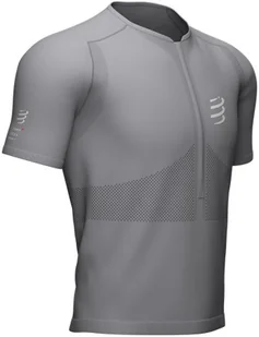 Compressport Koszulka biegowa TRAIL HALF-ZIP FITTED SS TOP szara - Koszulki sportowe męskie - miniaturka - grafika 2