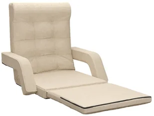 VidaXL Lumarko Składane krzesło podłogowe z funkcją spania, kremowe, tkanina 336523 VidaXL - Szezlongi - miniaturka - grafika 6