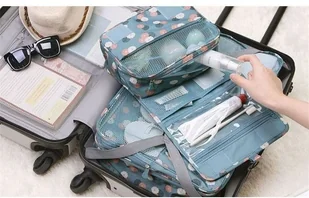 Inna Marka ORGANIZER NA KOSMETYKI, KOSMETYCZKA ROZKŁADANA NIEBIESKA W KWIATY KS18WZ1 - Kosmetyczki, organizery i kuferki - miniaturka - grafika 5