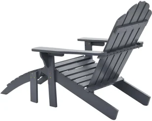 vidaXL Fotel ogrodowy z podnóżkiem, drewniany, szary - Fotele i krzesła ogrodowe - miniaturka - grafika 4