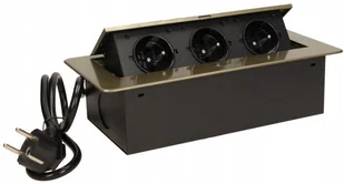 Orno Gniazda wpuszczane w blat z płaskim frezowanym rantem i przewodem 1, 5m, 3x2P+Z, mosiądz OR-AE-1337/BR - Gniazdka elektryczne - miniaturka - grafika 2