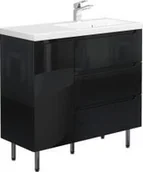 Szafki łazienkowe - Furni Szafka z Umywalką Stojąca ETHOS 90 cm D P BLACK + Wieszak 40cm GRATIS ETHC UM ST 90 D P - miniaturka - grafika 1