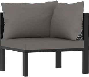 vidaXL Modułowe siedzisko narożne lewy podłokietnik, rattan PE, szare - Meble modułowe i akcesoria - miniaturka - grafika 9