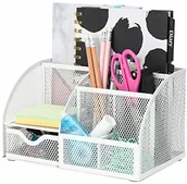 Pojemniki biurowe - Exerz Organizer na biurko do ćwiczeń / schludny na biurko z siatką/uchwyt na długopis / wielofunkcyjny organizer - biały 348 - miniaturka - grafika 1