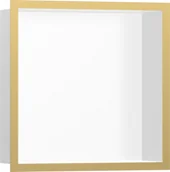 Półki łazienkowe - Hansgrohe 56099990 XtraStoris Individual Wnęka ścienna biały matowy z ozdobną ramą 30 x 30 x 10 cm złoty optyczny polerowany - miniaturka - grafika 1