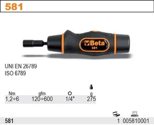 Beta WKRĘTAK DYNAMOMETRYCZNY 1,2-6NM 1/4"" 583/6 (581) - Śrubokręty - miniaturka - grafika 2