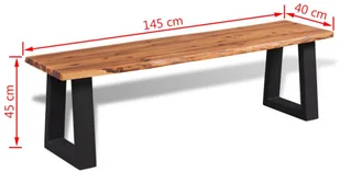 vidaXL Ławka z litego drewna akacjowego, 145 cm vidaXL - Ławki do przedpokoju - miniaturka - grafika 7