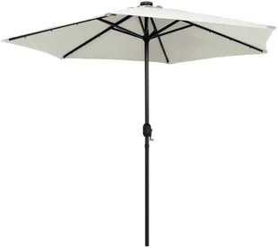 vidaXL Parasol ogrodowy z LED i aluminiowym słupkiem, 270 cm, piaskowy vidaXL - Parasole ogrodowe - miniaturka - grafika 4