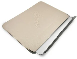 Guess Torba Sleeve GUCS13PUSASLG 13 cali złoty/gold Saffiano Script GUE1207GLD - Torby na laptopy - miniaturka - grafika 5