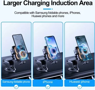 Joyroom Uchwyt samochodowy Joyroom JR-ZS246 na kokpit z ładowarką Wireless 15W Black 13809 - Uchwyty samochodowe do telefonów - miniaturka - grafika 4