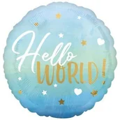 Urodziny dziecka - Amscan Balon foliowy "Hello World Baby Boy" 18" CIR 3973001 - miniaturka - grafika 1