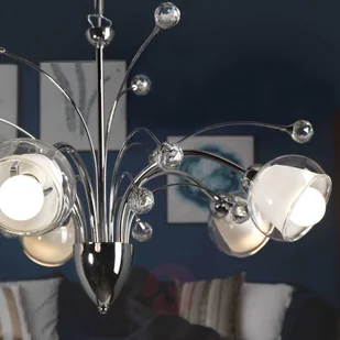 ONLI Lampa wisząca Diamante chrom pięć szklanych kloszy - Lampy sufitowe - miniaturka - grafika 2