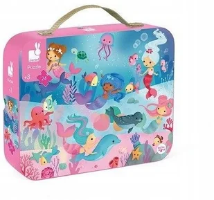 Janod Janod - Puzzle w Walizce Syreny 24 Elementy 3+ - Kolorowanki, wyklejanki - miniaturka - grafika 2