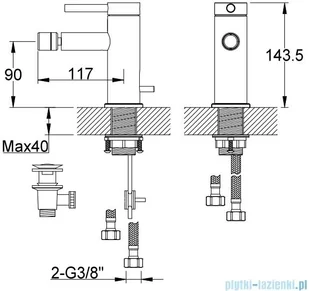 KOHLMAN Axel Black bateria bidetowa czarny mat QB130AB | - Baterie umywalkowe - miniaturka - grafika 2