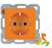 Gniazdka elektryczne - Hager BERKER B.KWADRAT Gniazdo z uziemieniem SCHUKO (samozaciski) pomarańczowy połysk 47438914 47438914/HAG - miniaturka - grafika 1