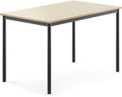 Meble do szkół i przedszkoli - AJ Produkty Stół BORS, 1200x800x760 mm, laminat brzoza, antracyt - miniaturka - grafika 1