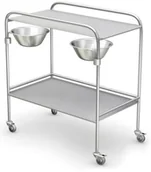 Meble i wyposażenie gabinetów medycznych - Ztm Tech-med SZ-02KO stolik-wózek zabiegowy ze stali kwasoodpornej z misami SZ-02KO - miniaturka - grafika 1