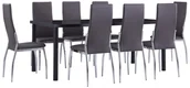 Stoły z krzesłami - vidaXL 9-cz. zestaw jadalniany, tapicerowany sztuczną skórą, szary - miniaturka - grafika 1